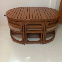نهارخوری ۶ نفره کمجا تمام چوب خراطی شده