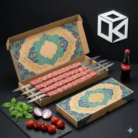 جعبه B2 بیرون‌بر باربکیو کوبیده چنجه نپخته با سیخ