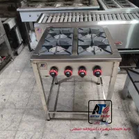 اجاق گاز صنعتی پایه دار استیل 3و4 شعله مربعی خطی