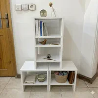 چهار عدد میز عسلی قفسه دار (شلف، دکور، کتابخانه)