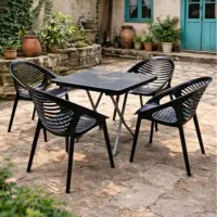 صندلی پلاستیکی و میز تمام پلاستیکی پایه فلزی کد5ty