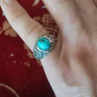 انگشتر نقره  فیروزه نیشابور خطی کهنه