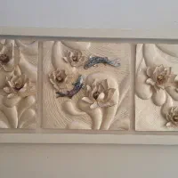 تابلو طرح گل و ماهی برجسته