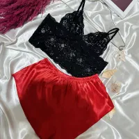 تاپ شورتک ساتن لباس خونگی لباس راحتی فانتزی