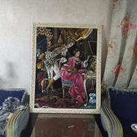 با سلام تابلو رنگ روغن کار دست روی پارچه مخمل