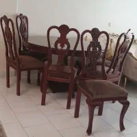 میز ناهارخوری ۶نفره گرد ماهگونی