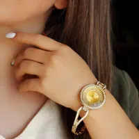 ساعت والار نگین دار استیل و طلایی