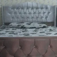 تخت دونفره فلزی رنگ صدفی