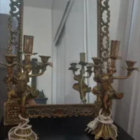 آینه و شمعدان برنز