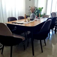 میز ناهارخوری۸نفره طوسی مشکی