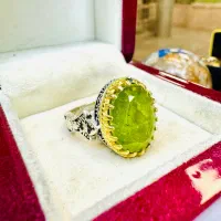 انگشتر فوق لوکس گوهرسنگ زبرجد سبز معدن پاکستان اصل