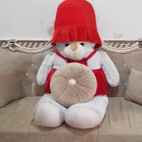 عروسک خرس بزرگ  سفید و قرمز ۱۴۰ سانتی