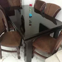 میز نهار خوری ۶ نفره آکواریومی جنس چوب گردو