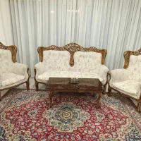 مبل ۹نفره/استیل/سالم/چوب گردو/همراه با ۳ عدد میز