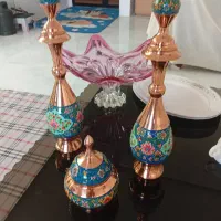 گلدان مسی و قندان