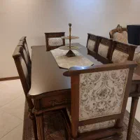 میز ناهارخوری 8 نفره چوب راش در حد نو