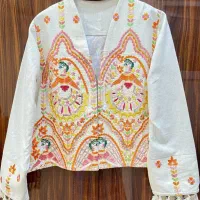 کراپ کت لینن گلدوزی