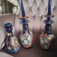 دو عدد کوزه شربت خوری با یک عدد کوزه قلیان عتیقه