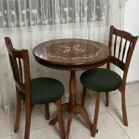 میز و صندلی معرق چوبی گرد ۲ نفره نهار خوری غذاخوری