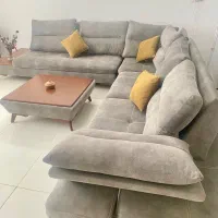 فروش یک دست مبل ال تخت شو همراه با جلو مبلی