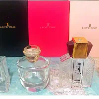 ۴ شیشه خاص خالی عطر به همراه ۳ باکس عطر lovetime