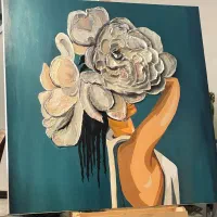 تابلو گل  برجسته  اکرولیک و ورق طلا