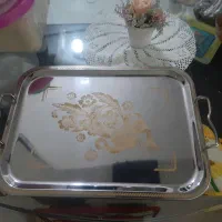 دو عدد سینی  استیل پایه دار