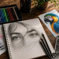 آموزش آنلاین مداد رنگی و سیاه‌قلم کلاس مجازی