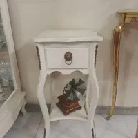 میز تلفن سفید چوبی