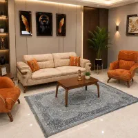 مبل مبلمان × روشنک × هفت نفره کرم نارنجی
