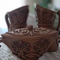 پارچ و شکلات خوری چوبی