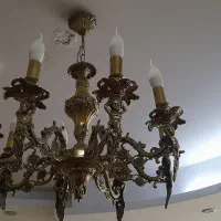 آینه وشمعدان ویک جفت لوستر برنزاصل وخالص سالم