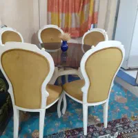حراج ناهارخوری ۶ نفره چوب راش پارچه مخمل ایتالیایی