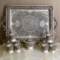 ظروف و آینه شمعدان نقره