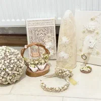 ست بله برون و دسته گل