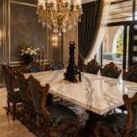 مبلمان منبت کاری چوبی + ست میز نهار خوردی