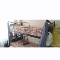 تخت تک نفره دو طبقه فلزی چوبی