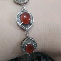 دستبند نقره سنگ عقیق یمانی مجرب برای رزق و روزی