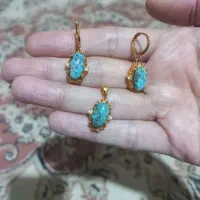نیم ست فیروزه برنجی