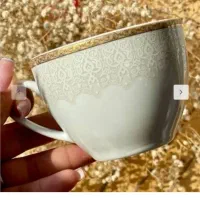 فنجان و نعلبکی چای‌خوری لب طلا ۶نفره