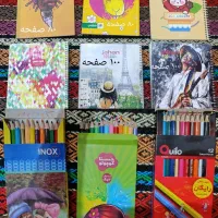 دفتر خط دار دخترانه و پسرانه و مدادرنگی ۱۲ رنگ