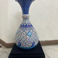 گلدان مسی میناکاری اصفهان ۲۳ سانتی‌متری