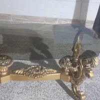 گل میز طلایی با شیشه ی دودی