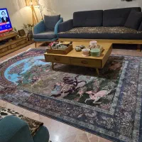 فرش ماشینی طرح شکارگاه در حد نو