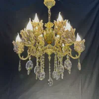 لوستر (مورانا) پنج شاخه ۱۰شعله تمام ستونی برنجی