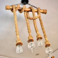 لوستر کنفی با چوب بامبو اصل(همراه هدیه)