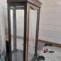 گنجه دوعددیک رنگ قهوه ای ومشکی ومیز تلوزیون