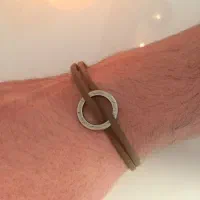 دستبند مردانه نقره و چرم