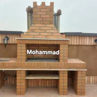 باربیکیو ( کبابپز) ،شومینه، آجرنما