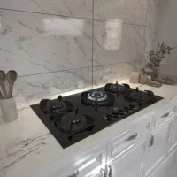 گاز پنج شعله شیشه ای ۵۰۸۷ مشکی بیمکث